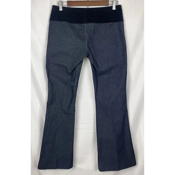 WXRLD Y2K Bareback Jeans 5/6 Flare Dark Wash Textured Waistband Indie Sleaze - Picture 2 of 15